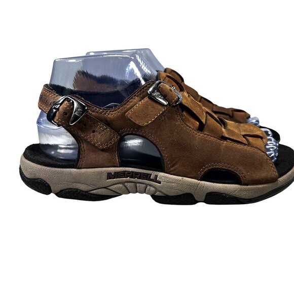 Merrell Brava II Womens Brown Leather Fisherman Sandals Sz 7 Adjustable Buckles - Picture 4 of 13